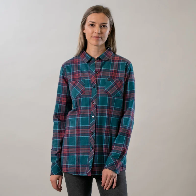 Women's Every Day Flannel Shirt- Belize Blue Handmade Hand-knitted Hand-woven