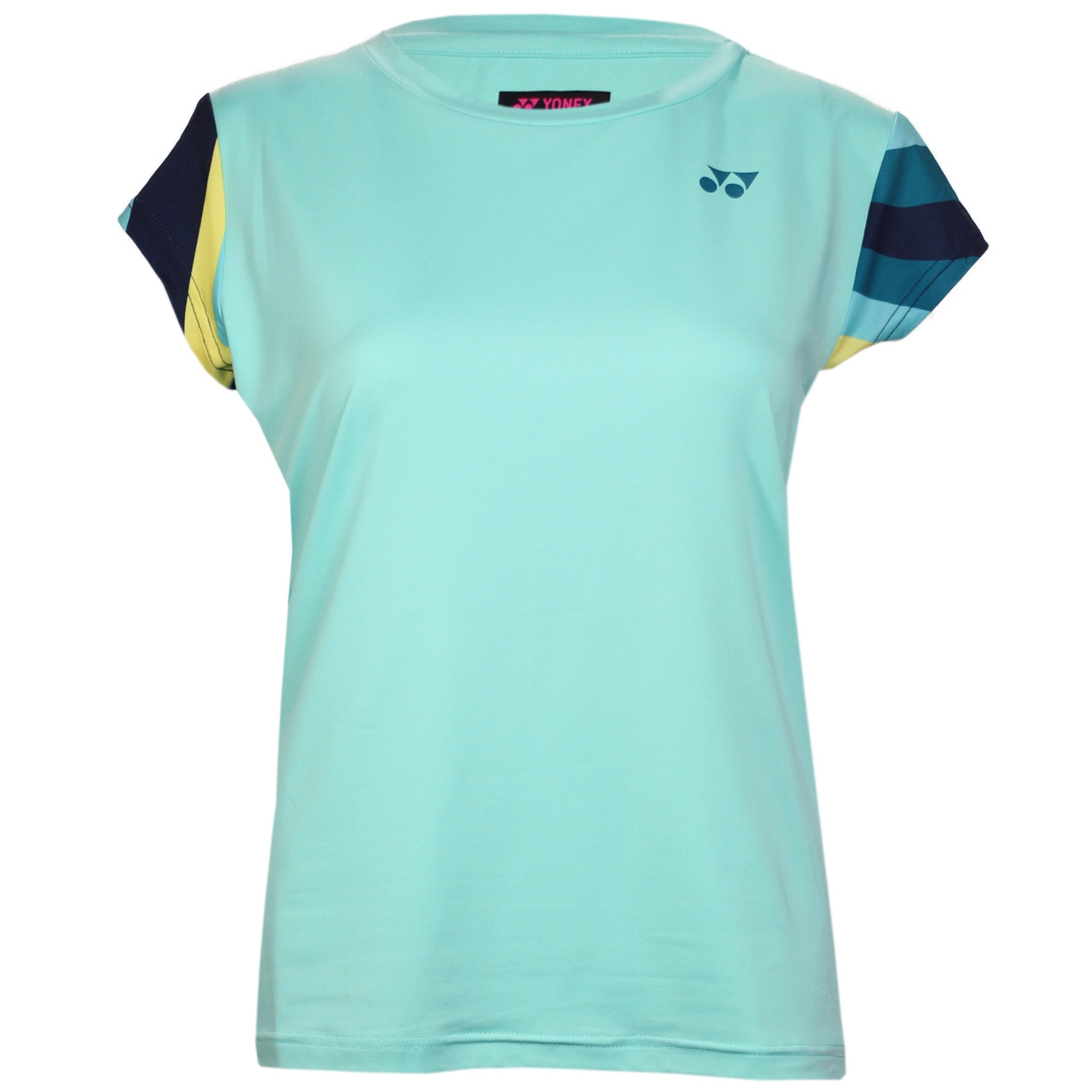 Yonex Women's AO Crew Neck Shirt 20754 Cyan Mesh Fabric Canvas Fabric Denim Fabric