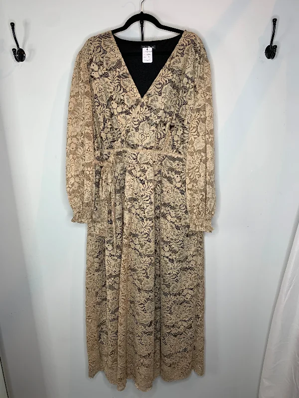 Beige Lace Maxi Dress Trendy Fit-and-Flare Maxi Dress