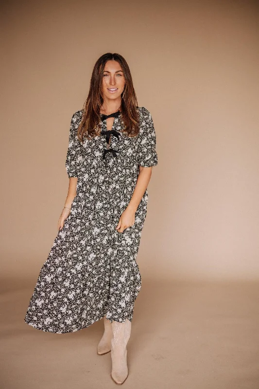 Breck Bow Accent Floral Maxi Dress Cozy Wrap Maxi Dress