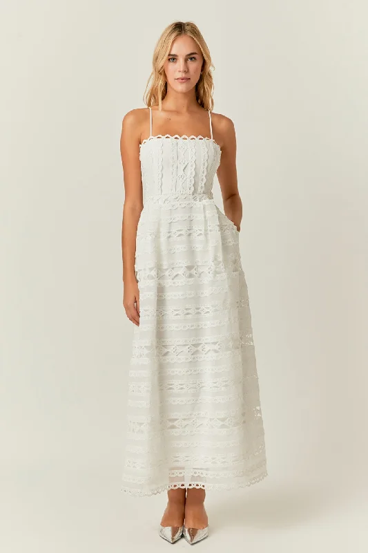 Endless Rose - Combination Lace Maxi Dress Cozy Knitted Maxi Dress