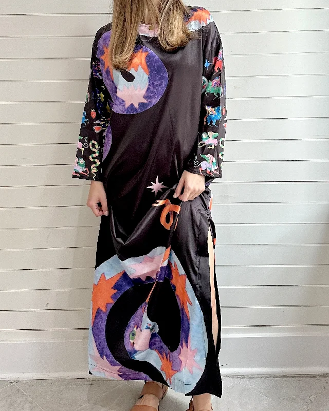 Ethereal Dragon Print Maxi Dress Elegant Boho Maxi Dress