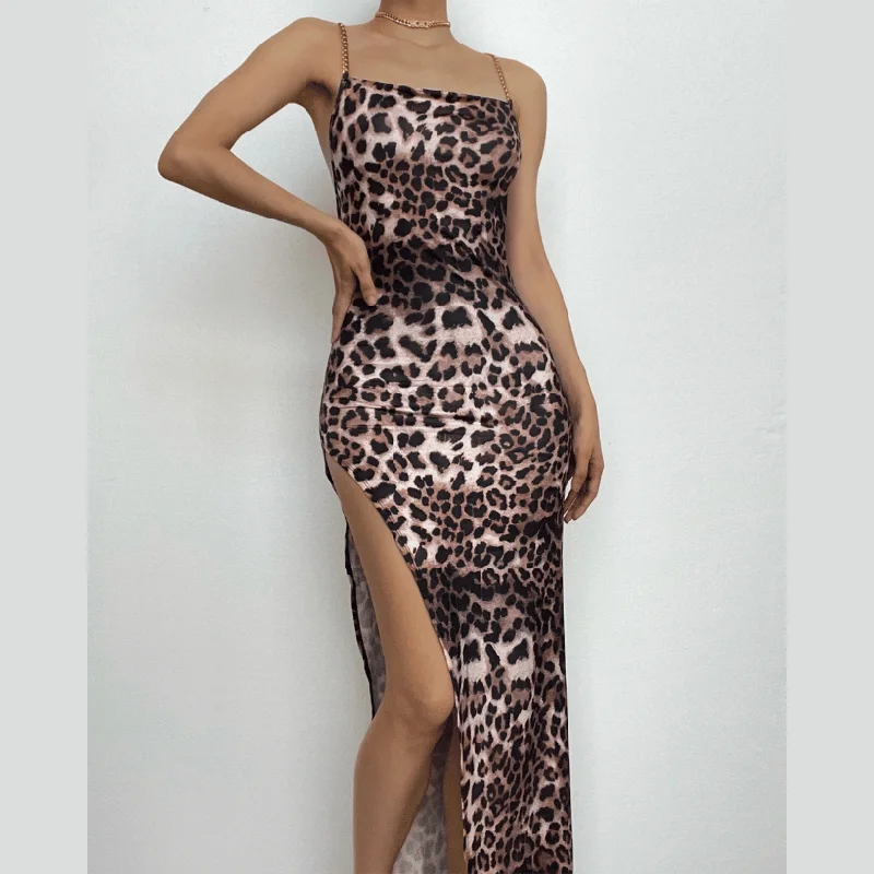 Cowl neck metal chain high slit open back maxi dress Comfortable Bohemian Maxi Dress Cowl neck metal chain high slit open back maxi dress Comfortable Bohemian Maxi Dress
