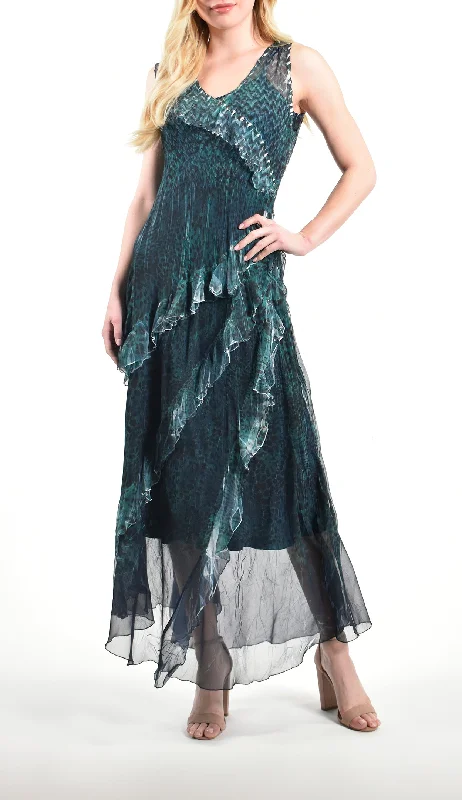 Sleeveless Ruffle Maxi Dress Fashionable Sheer Maxi Dress