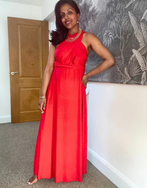 Diane Red Multi Way Maxi Dress Fashionable Open-Back Maxi Dress
