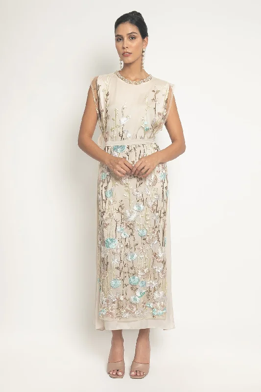 Ivory Bloom Maxi Dress Stylish Long Sleeve Maxi Dress