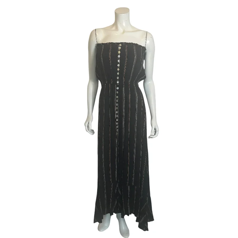 Elan | Women's Black Stripe Tube Maxi Dress | Size: S Cozy Open-Back Maxi Dress