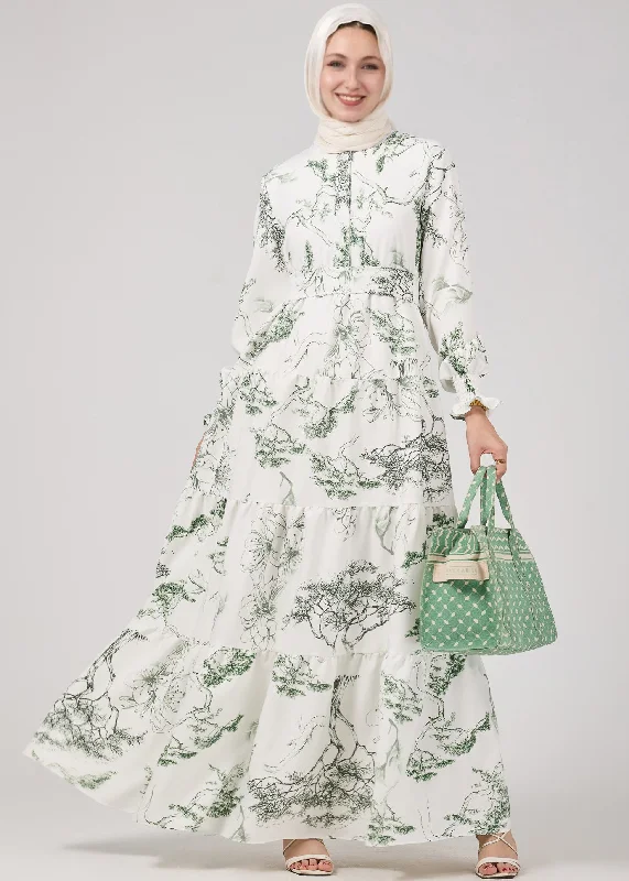 Soraya Elegance Flora Crepe Maxi Dress Trendy V-Neck Maxi Dress