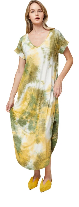 Tie Dye Everyday Maxi Dress,  Olive Elegant Tiered Maxi Dress