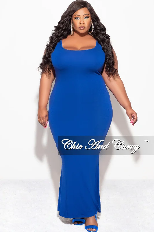 Final Sale Plus Size Tank Maxi Dress in Royal Blue Stylish Boho Maxi Dress