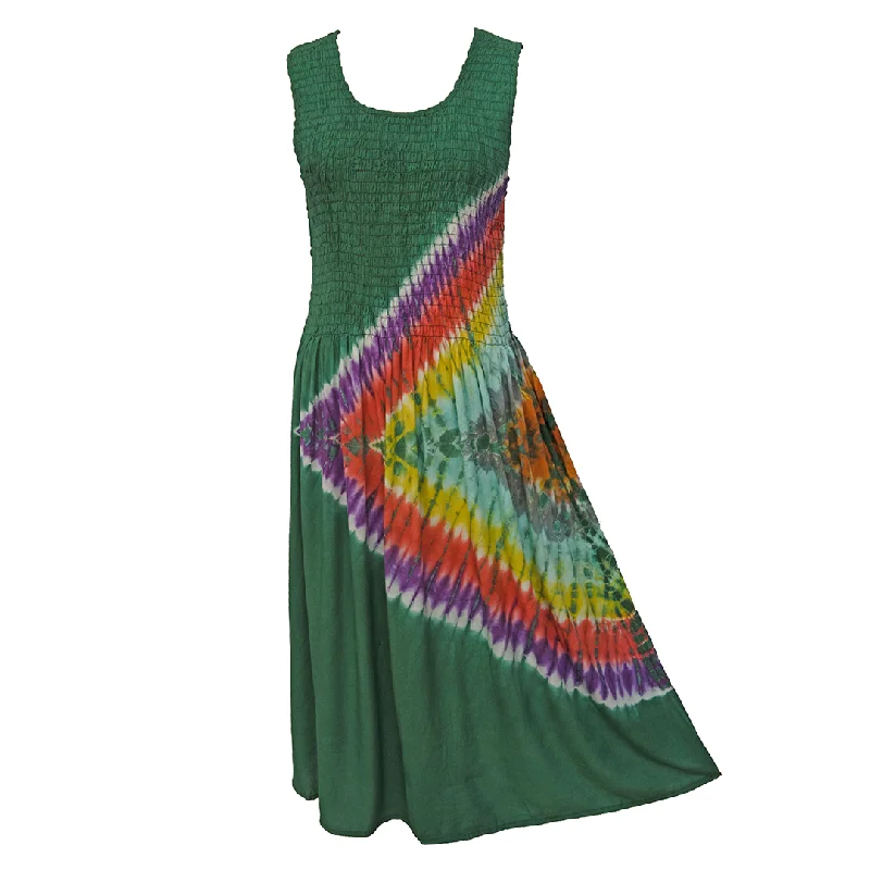 Green Tie Dye Maxi Dress UK  One Size 14-24 T1 Trendy Ruffled Maxi Dress