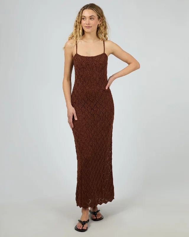 Hunter Maxi Dress Brown Trendy Fit-and-Flare Maxi Dress