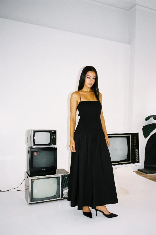 Krystal Maxi Dress Black Stylish A-Line Maxi Dress