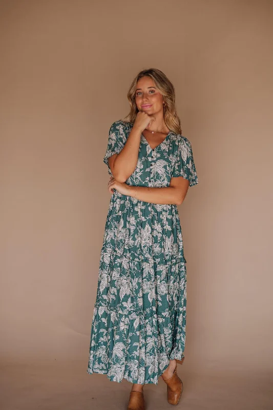 Uma Maxi Dress in Turquoise Stylish Off-Shoulder Maxi Dress