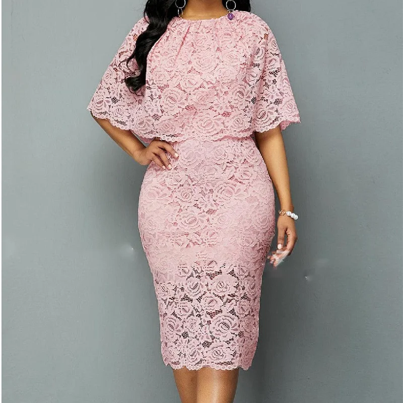 Lace Dresses For Women Fashion New Africa Sexy Wedding Outfit 4XL 5XL Plus Size Maxi Dress Dashiki Ankara Robe Trendy Off-Shoulder Ruffle Maxi Dress