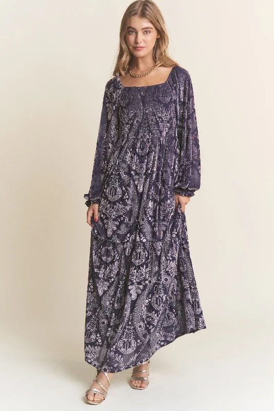 MIDNIGHT VELVET LINED MAXI DRESS Trendy Button Front Maxi Dress