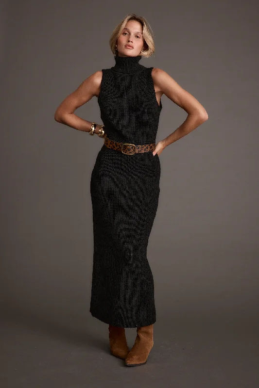 Monique Black Sleeveless Sweater Maxi Dress Fashionable Sleeveless Maxi Dress