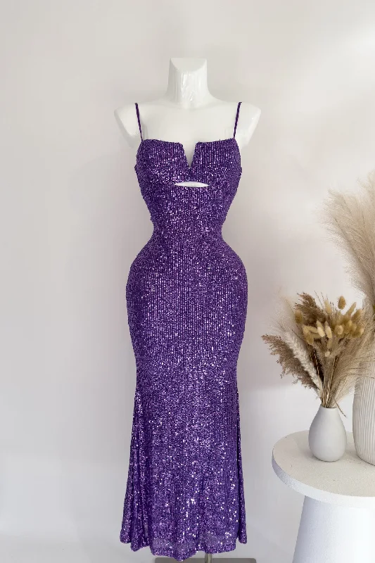 Moxlan Maxi Dress - Purple Chic Boho Print Maxi Dress