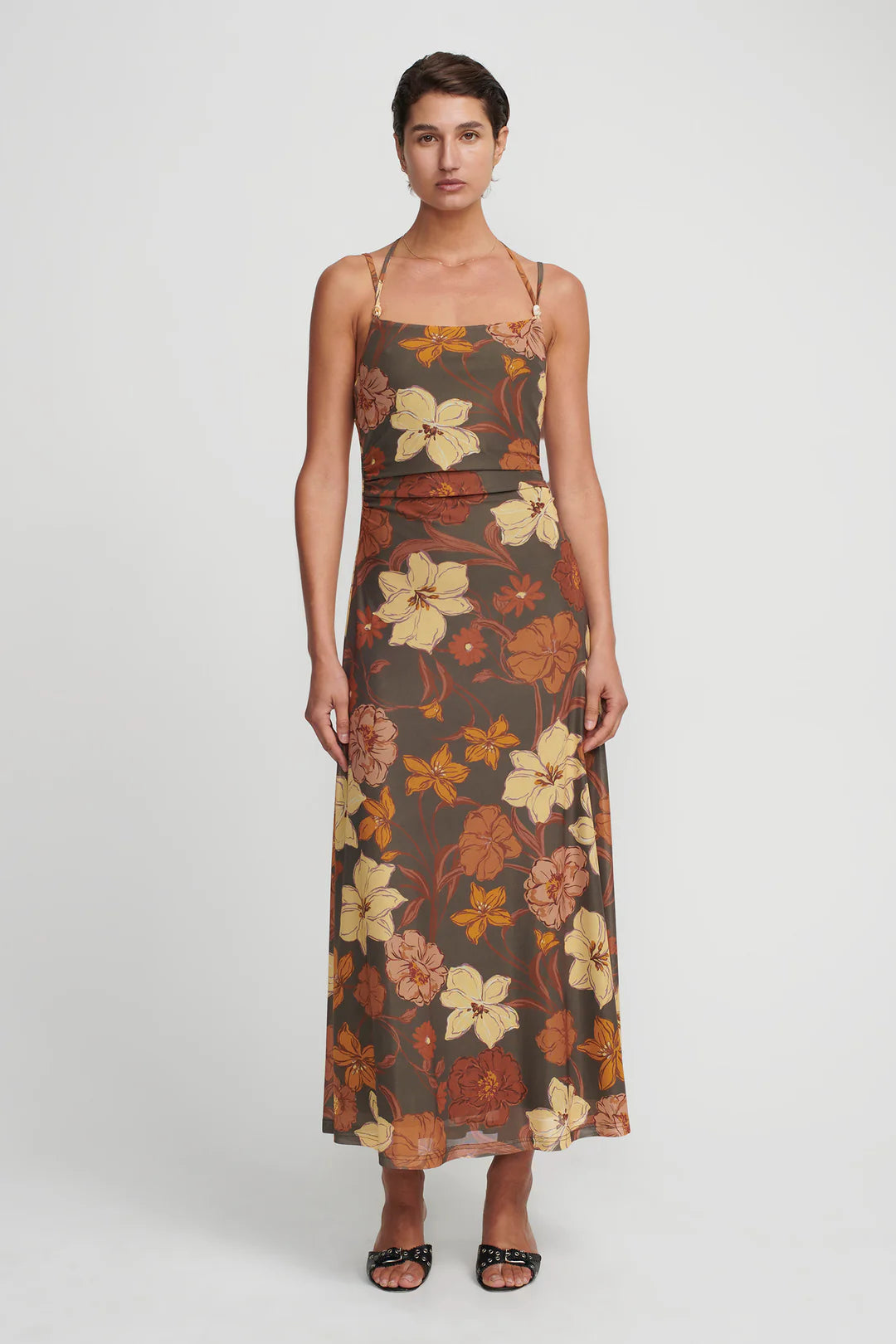 Odessa Maxi Dress - Moss Floral Comfortable Plunging Neckline Maxi Dress