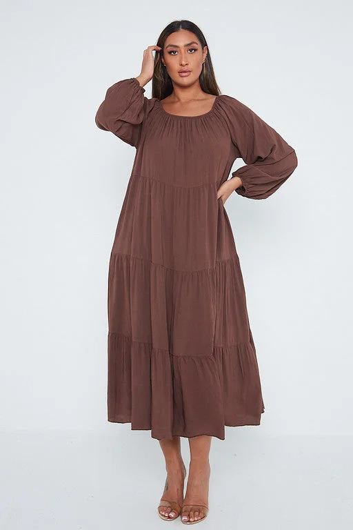 One Size Tiered Maxi Dress Cozy Spaghetti Strap Maxi Dress