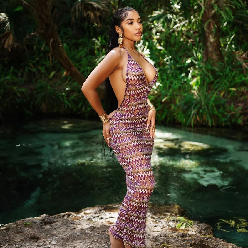 Paradise Aura Backless Maxi Dress Stylish Maxi Dress with Pleats