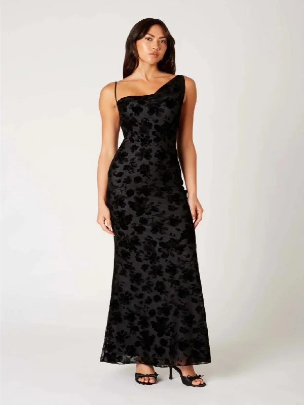 Roberto Floral Velvet Gown Maxi Dress Elegant Velvet Maxi Dress