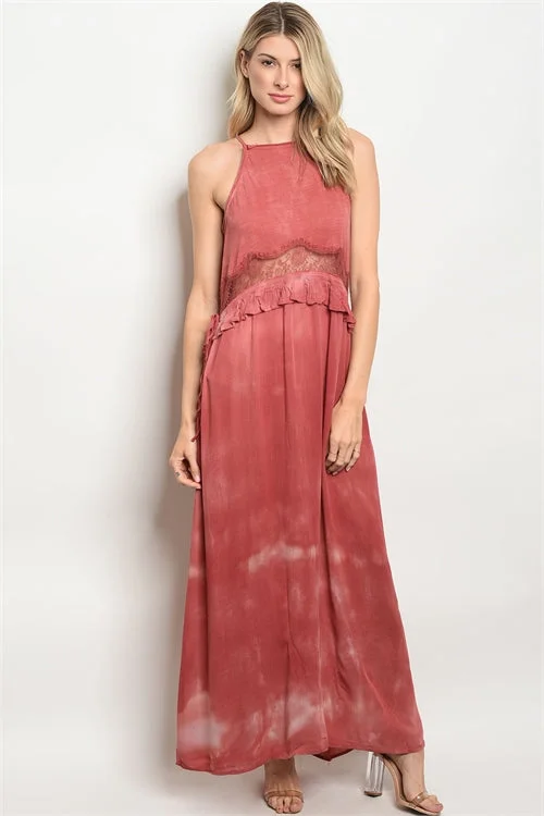 Roxy Red Maxi Dress Cozy Maxi Dress with Slit