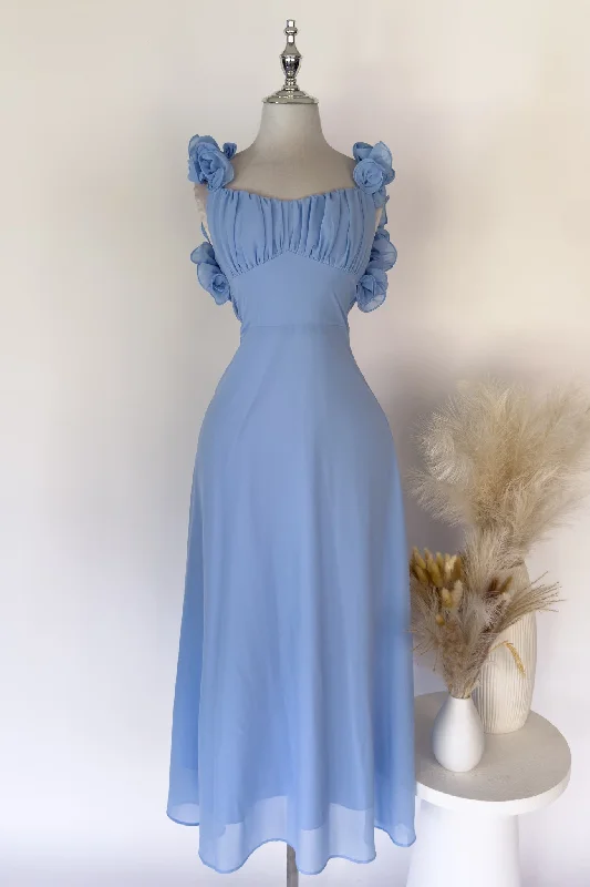 Sage Maxi Dress - Blue Elegant Maxi Dress with Lace