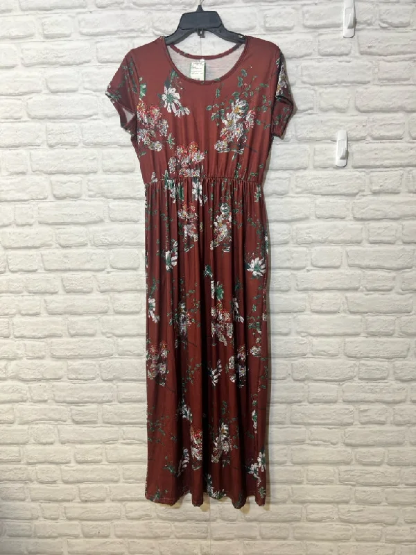 Size L floral maxi dress Trendy Short Sleeve Maxi Dress