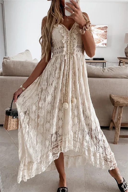 Tesla Tassel Maxi Dress Elegant Maxi Dress with Pockets