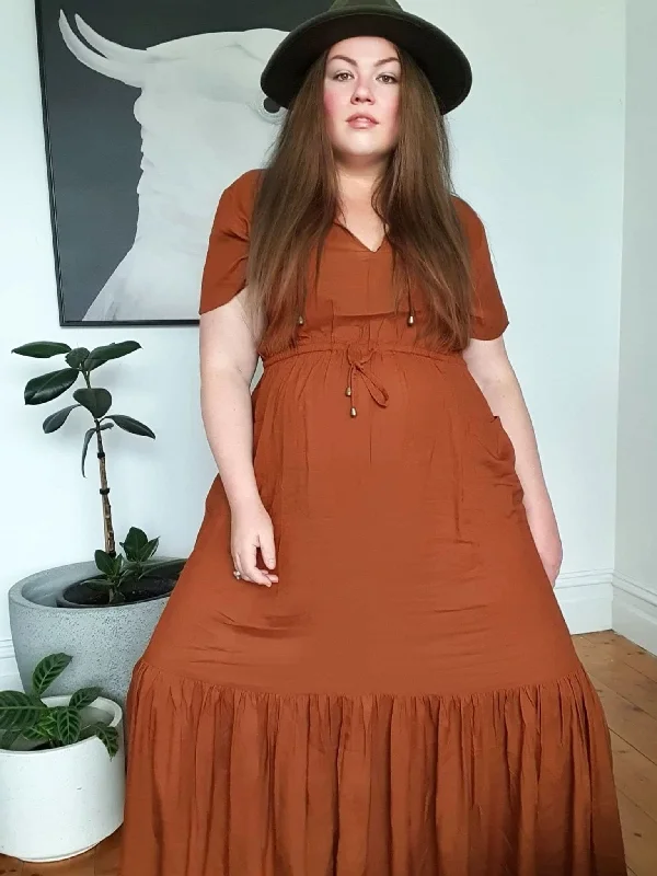 Tropical Maxi Dress // Cinnamon Fashionable Faux Wrap Maxi Dress