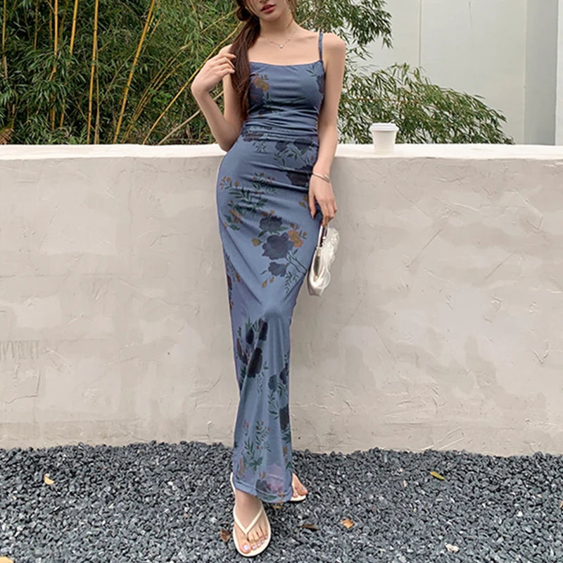 Women's Backless Maxi Dress Summer Streetwear Stylish Long Sleeve Maxi Dress