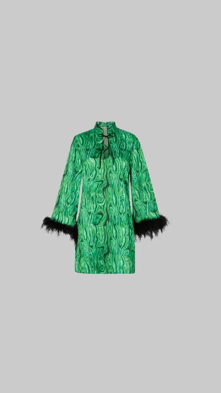 Carlotta Malachite Print Mini Dress Stylish Short-Sleeve Mini Dress