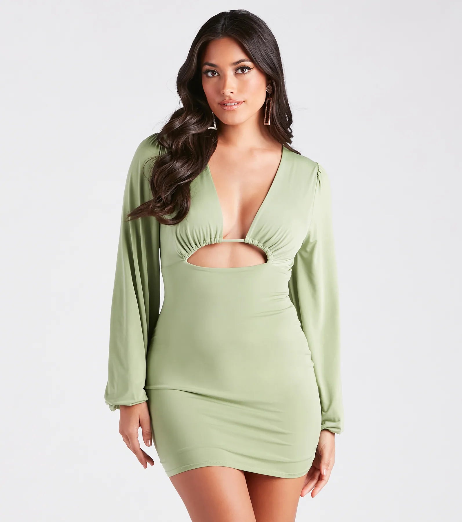 Cut Out The Drama Plunge Neck Mini Dress Casual Mini Dress with Pockets