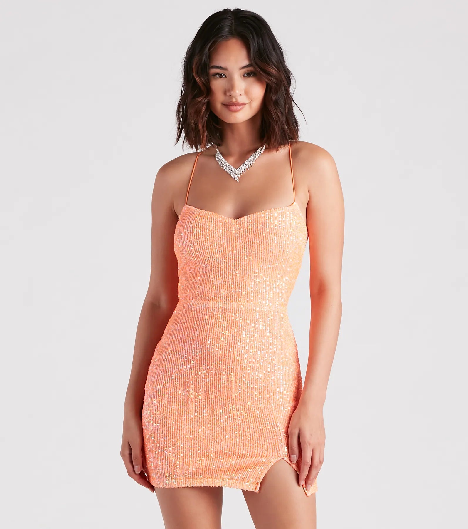 Dazzle Down Sequin Lace-Up Mini Dress Trendy Off-Shoulder Dress Mini