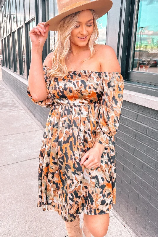 Multicolor Abstract Print Shirred Half Sleeve Square Neck Mini Dress Trendy Camisole Mini Dress
