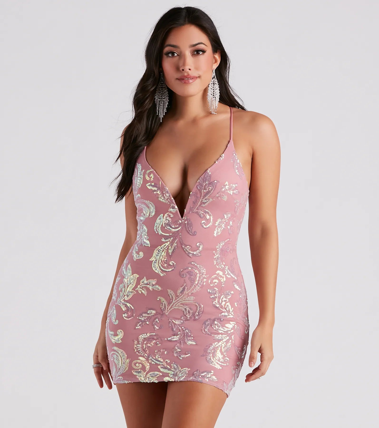 Rise And Shine Iridescent Sequin Mini Dress Elegant Mini Dress with Pleats