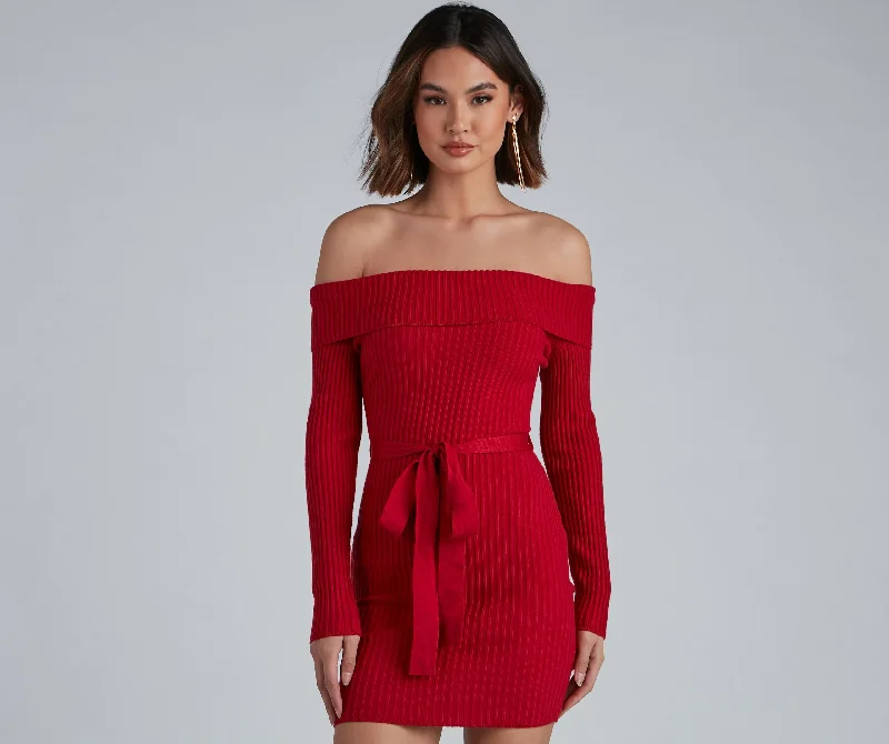 Wrap Me In Glam Ribbed Mini Dress Classic Striped Mini Dress