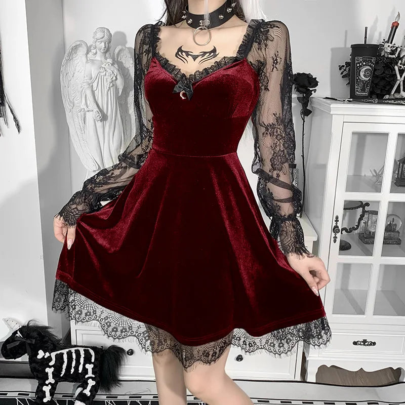 Zjkrl - Grunge Gothic Black Mini Dress Lace Trim High Waist Bodycon Dress Y2K Women 90s Vintage Punk Harajuku Lolita Clothes Elegant Off-Shoulder Dress Mini Zjkrl - Grunge Gothic Black Mini Dress Lace Trim High Waist Bodycon Dress Y2K Women 90s Vintage Punk Harajuku Lolita Clothes Elegant Off-Shoulder Dress Mini