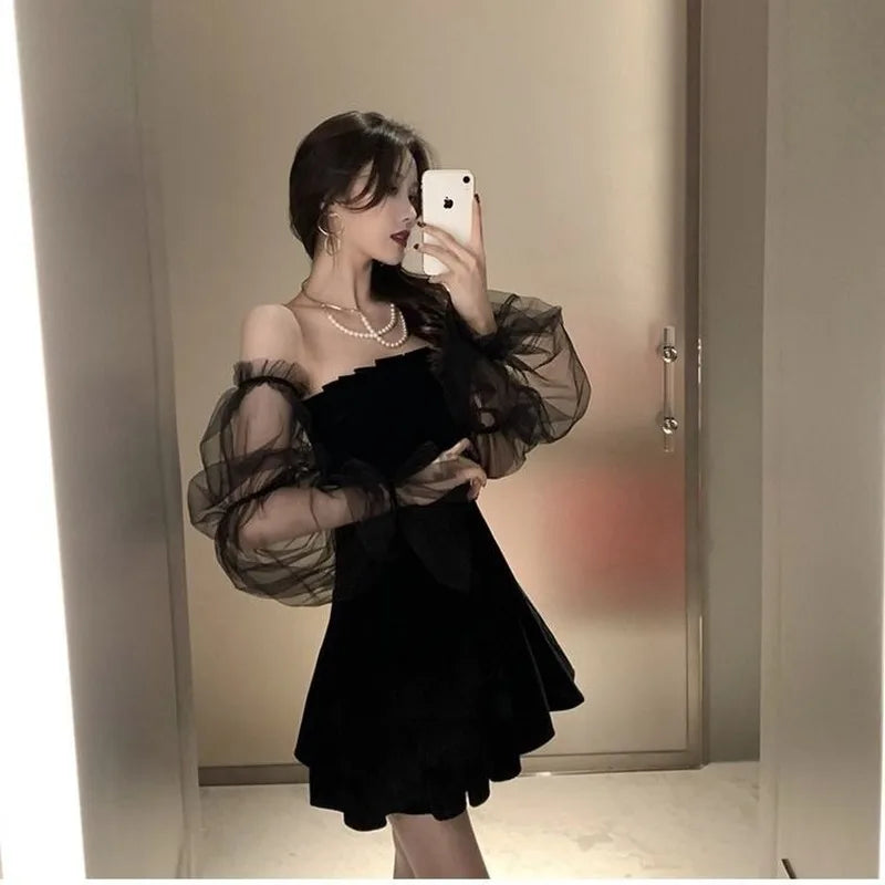 Zjkrl - New Black Retro Dress Women Lace Chiffon Mini Dress Female High Street Sexy Korean Fashion Dress Women Club Dress Classic Casual Mini Dress Zjkrl - New Black Retro Dress Women Lace Chiffon Mini Dress Female High Street Sexy Korean Fashion Dress Women Club Dress Classic Casual Mini Dress
