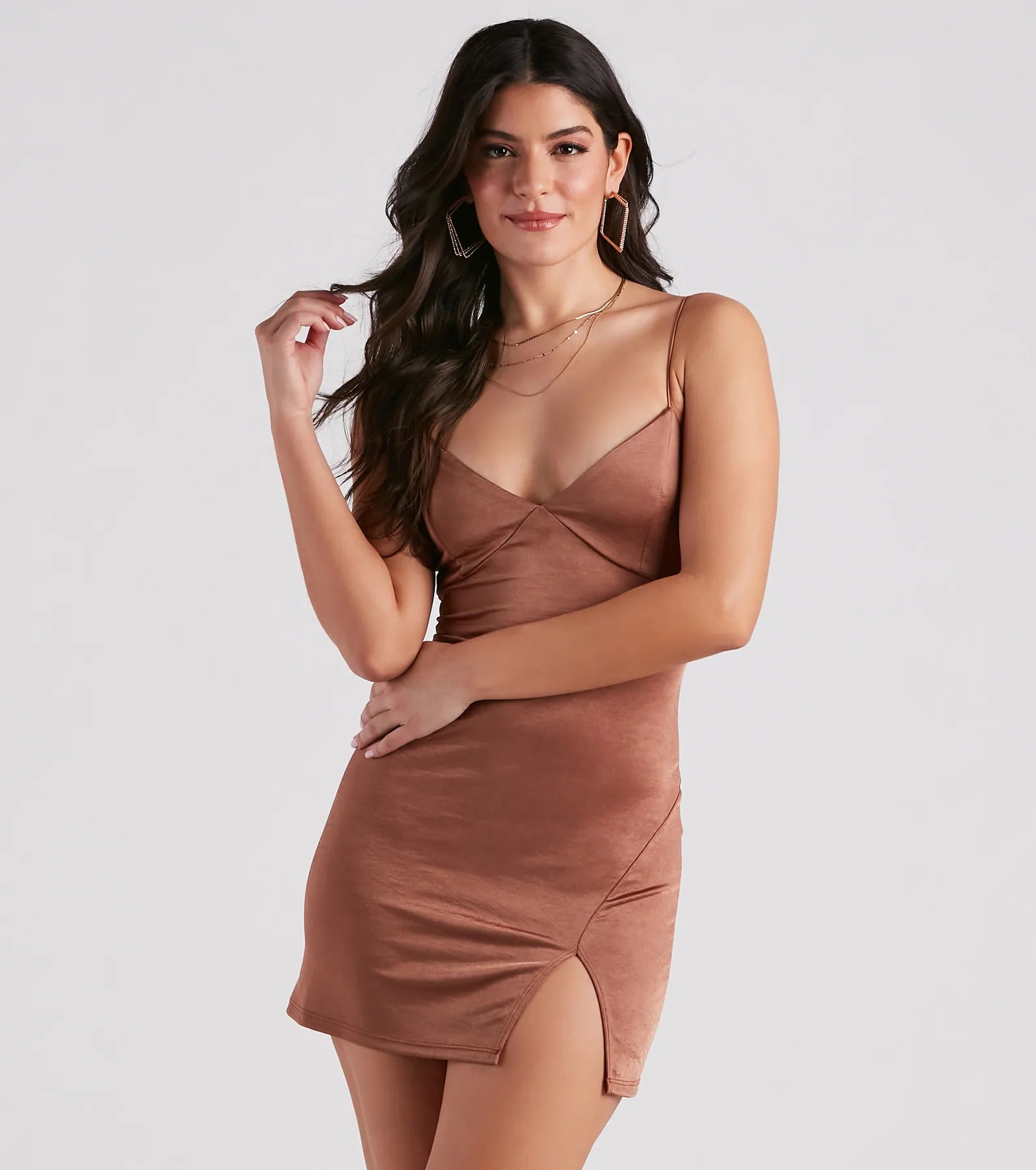 Simple Chic Style Satin Mini Dress Fashionable A-Line Mini Dress