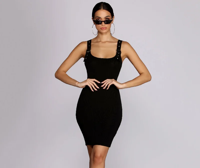 Buckled In Sleeveless Mini Dress Chic Puff Sleeve Mini Dress