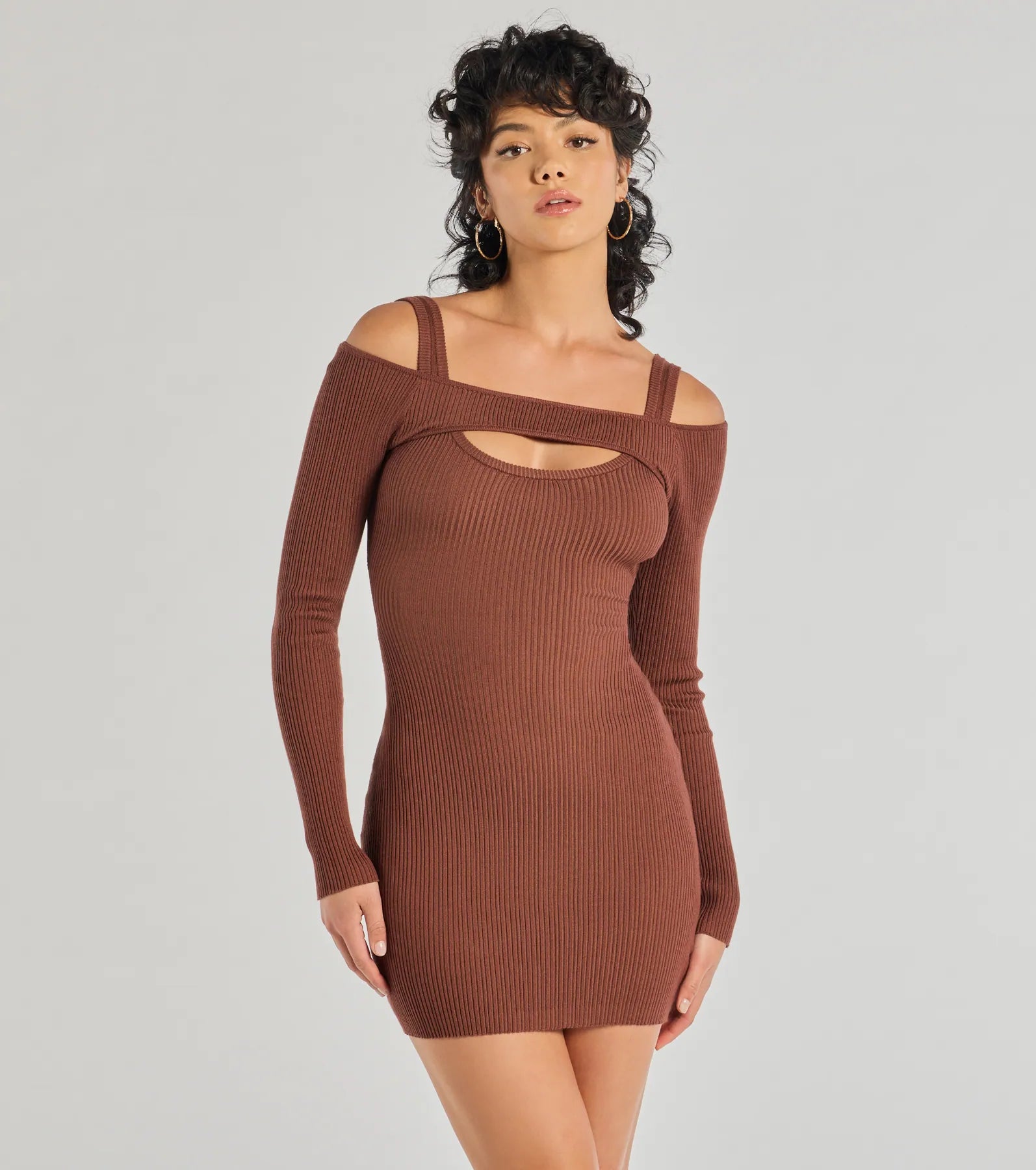 Effortless Vibe Ribbed Knit Long Sleeve Mini Dress Stylish Button-Down Mini Dress