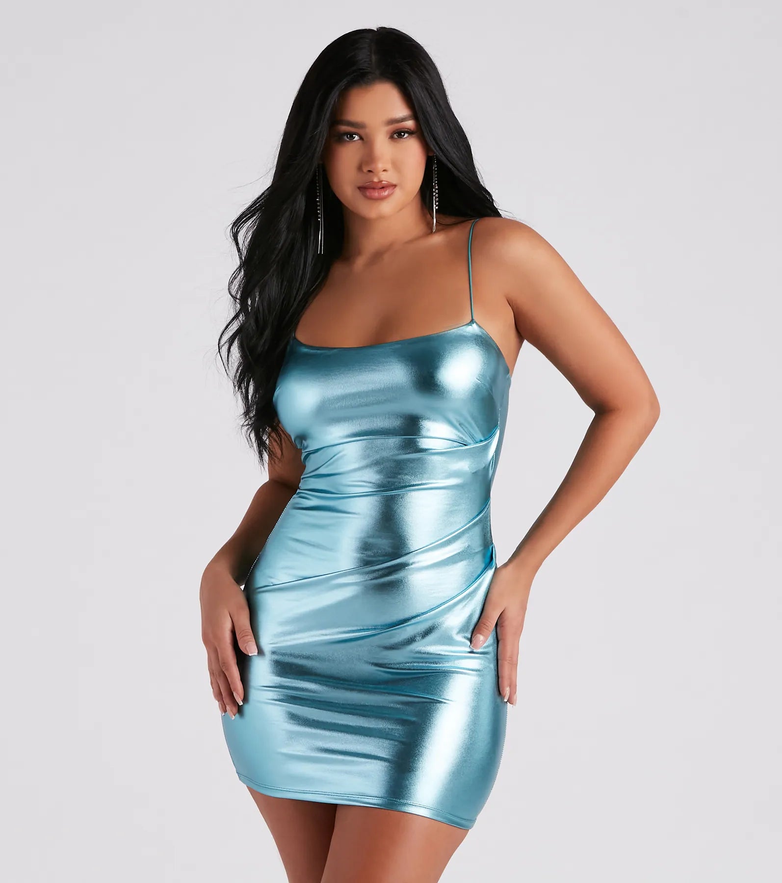 Bring That Glow Metallic Mini Dress Comfortable Wrap Mini Dress