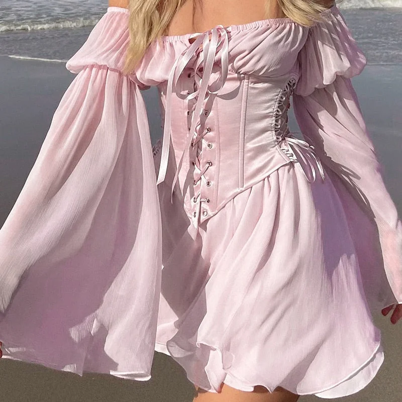Slash Neck Mini Dress Comfortable Zip-Up Mini Dress