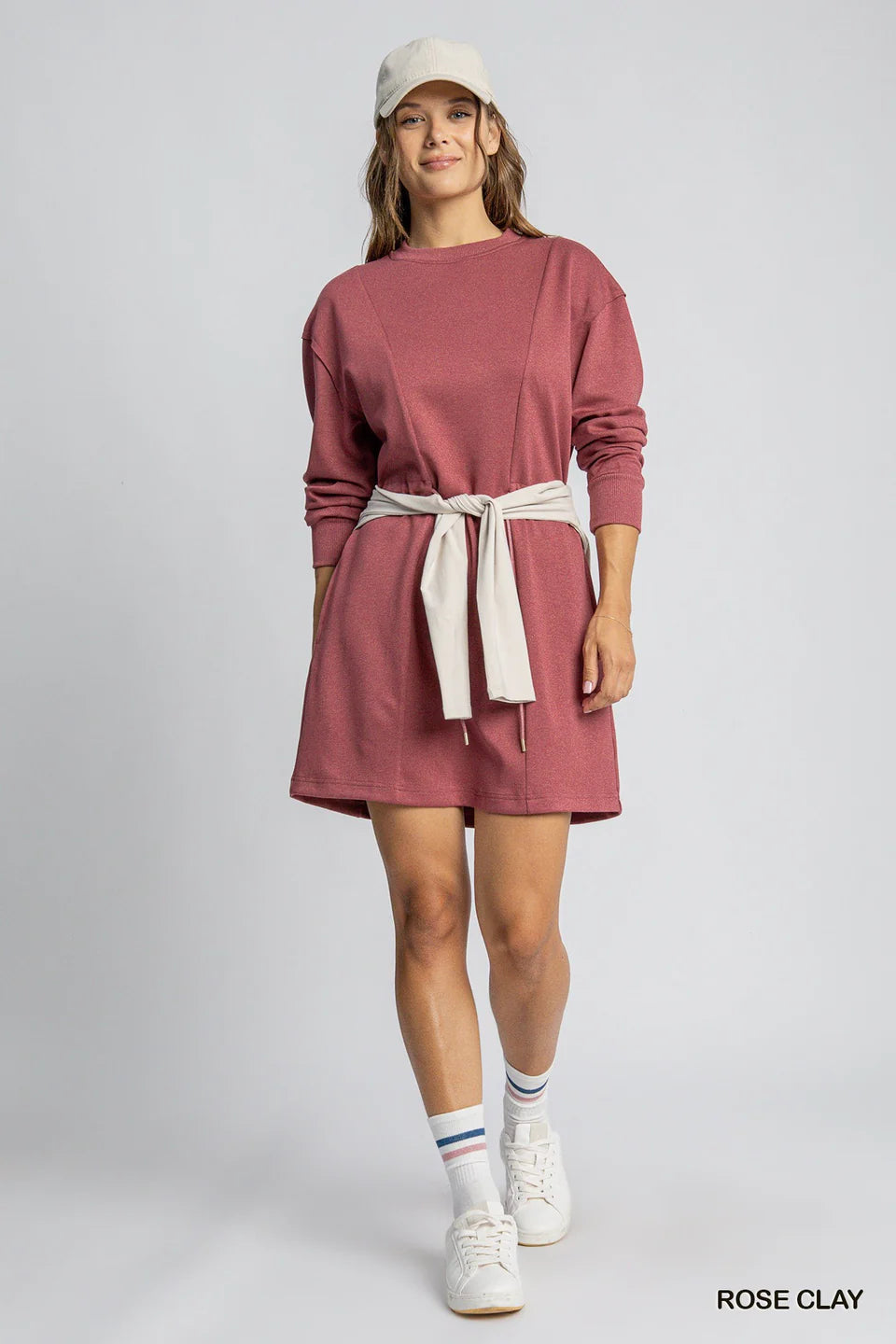 Umgee Buttery Soft Knit Mini Dress - Steel Blue or Rose Clay Stylish Button-Down Mini Dress