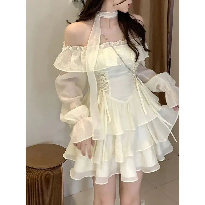 Zjkrl - Long Sleeve Elegant Mini Dress Lolita Pure Color Short Party Dress Woman Casual Spring Sweet One Piece Dress Korean Fashion Stylish Floral Print Mini Dress Zjkrl - Long Sleeve Elegant Mini Dress Lolita Pure Color Short Party Dress Woman Casual Spring Sweet One Piece Dress Korean Fashion Stylish Floral Print Mini Dress