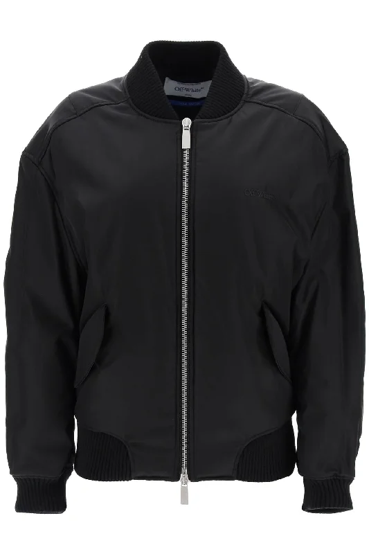 Nylon Twill Bomber Jacket  - Black Print Jacket Jacquard Jacket Patchwork Jacket