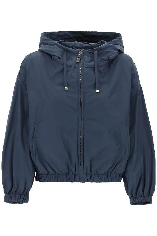 Technical Taffeta Hooded Jacket  - Blue Anorak Shell Jacket Lightweight Jacket