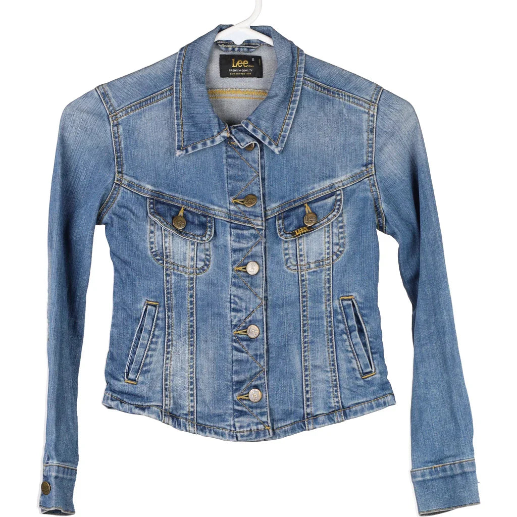 Age 8 Lee Denim Jacket - Small Blue Cotton Trench Coat Raincoat Waterproof Jacket